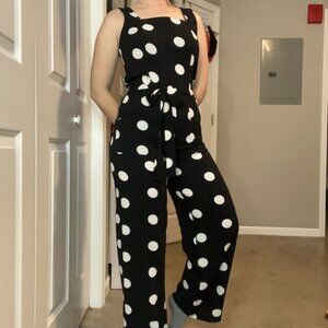 Black & White Polka Dot Monteau Jumpsuit Size S
